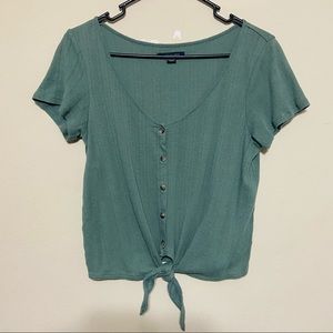 American Eagle Scoop Neck blouse with Tie front